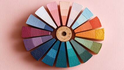 Circular arrangement of painted wood segments