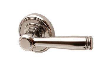 Polished Metal Door Lever Handle on Transparent Background