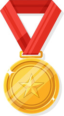 Gold Medal with Red Ribbon and Central Star