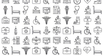 Collection of Medical and Healthcare Icons for Digital Platforms