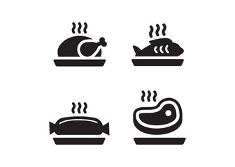 Meat Food icon set vector stock illustration