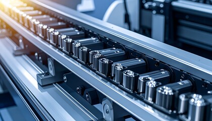 Close-up of a conveyor belt system