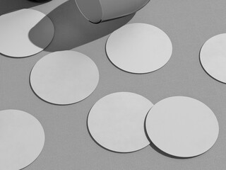 Blank Restaurant Drink Round Coaster Mockup 3D Rendering