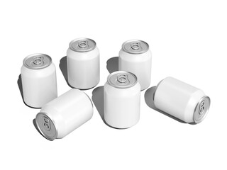 White Blank Soda Can Mockup Beverage Packaging 3D Rendering