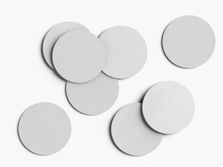 Blank Round Coaster Mockup 3D Rendering Top VIew on White Background