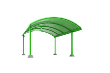 Green Arched Shade Canopy Structure on Transparent Background