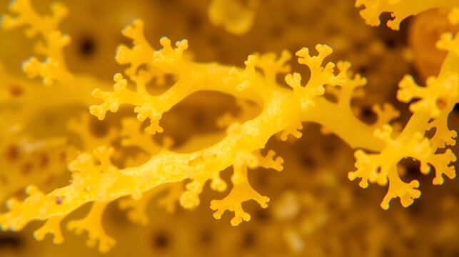 Penicillium branches, ascomycetous fungi under the microscope. To humans ascomycetes are a source of medicinal compounds, like antibiotics, for fermenting bread, alcoholic beverages and cheese. Photo.
