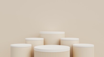 Beige podium, beige background for advertising products, perfume, cosmetics, beauty cream, 3d illustration.