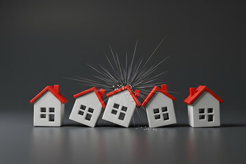 Real estate market collapse. Real estate market signals falling prices, overbuilding, low demand and rising mortgage rates. Economic crises affecting investment security and housing development