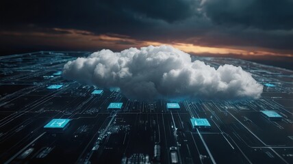 Cloud computing technology with data network and server storage concept