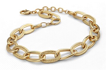 Elegant gold chain bracelet with textured links and pearl accents