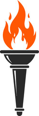 Vector Illustration of a Burning Torch with Flames