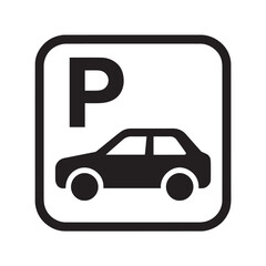 Parking silhouette black and white vector icon