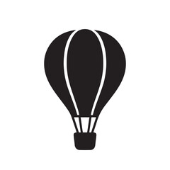 Hot air balloon silhouette black and white vector icon