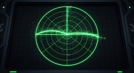 Retro Futuristic Green Radar Screen Displaying Waveform, Technology Background