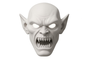 Fototapeta premium Vampire head with glowing eyes and sharp fangs, digitally rendered against transparent backdrop, embodying dark supernatural fantasy aesthetic