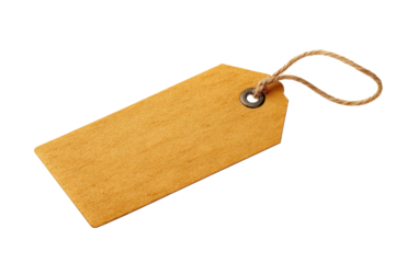 Brown Kraft Shipping Tag with Twine on Transparent Background