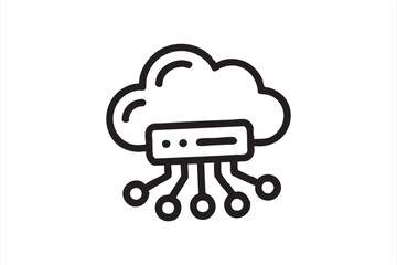 Minimal Line Cloud Computing Connection Icon for Data and Internet Technology