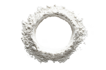 Powder ring, circular dust, white flour, abstract shape, particle design element, texture ring, isolated on transparent background
