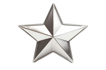 Obraz premium Metallic silver star icon vector illustration, shiny five point star shape, starburst symbol, isolated on transparent background