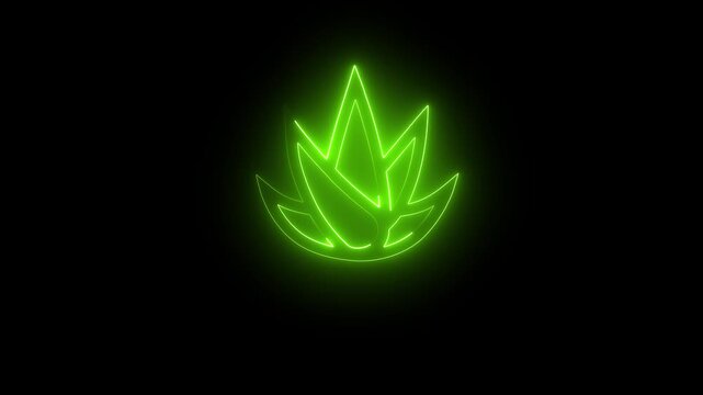 Aloe Vera Neon Plant Icon Animation.Glowing Neon Aloe Vera Animation.Glowing Botanical Symbol for Health, Wellness, and Nature Projects.