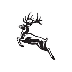 Jumping Deer Silhouette Vector Illustration – Running Antelope Animal Logo Design
