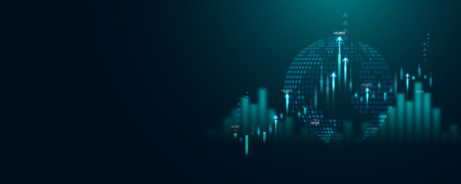Global trade finance business trend analysis graph concept background image
