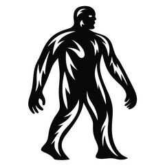 Fototapeta premium A Silhouetted Figure with Abstract Lines walking away from viewer in black