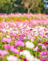 Fototapeta premium Colorful Cosmos Flower Field
