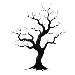Fototapeta premium Gnarled black tree with twisted branches