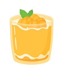 Mango dessert in glass for pudding panna cotta sweet food vector illustration