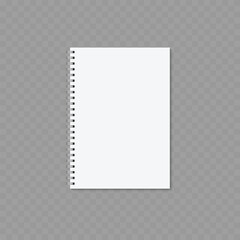 Realistic open spiral notebook with blank white pages mockup. Vector