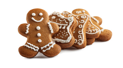 homemade christmas gingerbread sugar cookie isolated on a white background