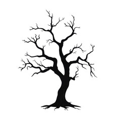Obraz premium Silhouetted gnarled tree with bare branches