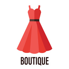 Vintage-style red dress boutique logo for fashion and clothing brands, online shops, and retail businesses
