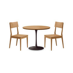 Old vintage wooden chair and a matching table with two chairs