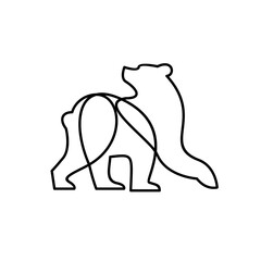 Minimalist Continuous One Line Art Drawing of a Standing Bear