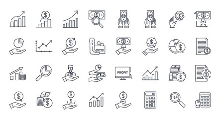 Financial Growth and Investment Icons Collection
