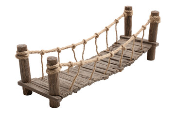 Naklejka premium Rustic Rope Suspension Footbridge Model on Transparent Background