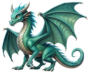 Obraz premium Green dragon on white background