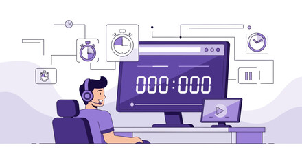 Online learning and monitoring time with instructor and digital clock display