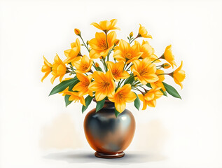 Refined Yellow Apricot Blossoms in Traditional Vase