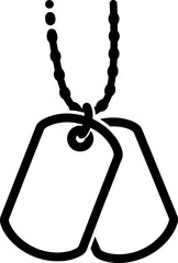 Military Dog Tags with Ball Chain Necklace in Black and White