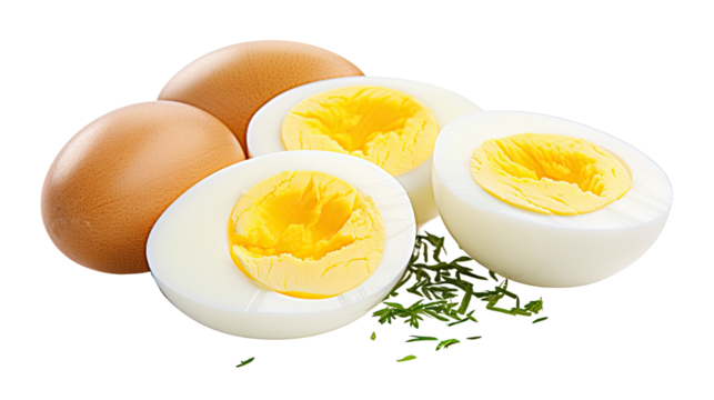 hard boiled egg on white background