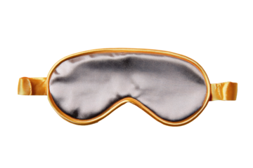 Gold Satin Sleep Mask on Transparent Background