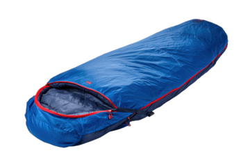 Blue Mummy Sleeping Bag on Transparent Background