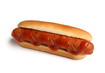 Tasty hot dog on white background