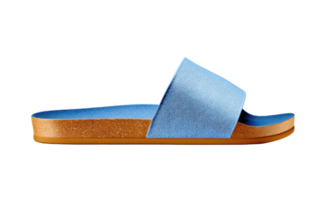 Blue Slide Sandal on Transparent Background