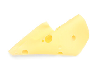 Tasty cheese slice on white background
