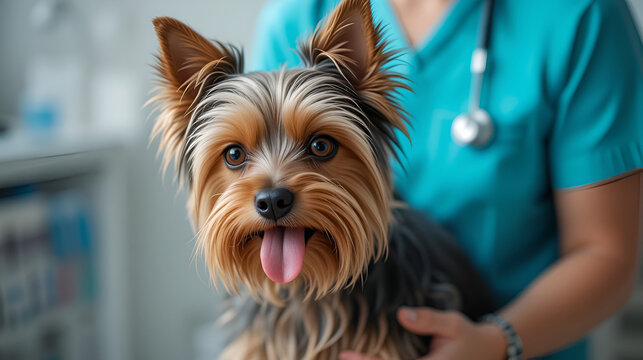 Yorkshire Terrier Dog with Vet